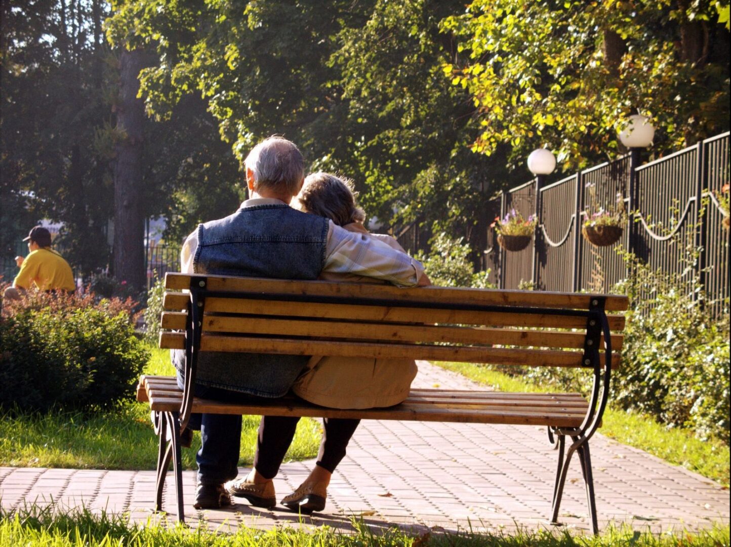 Seniors enjoying a sunny day in park