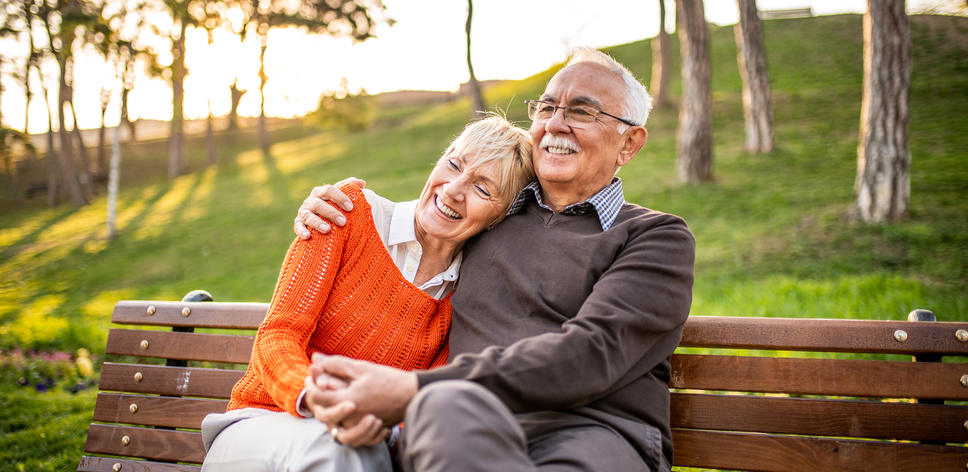 Elderly couple enjoying a sunny day